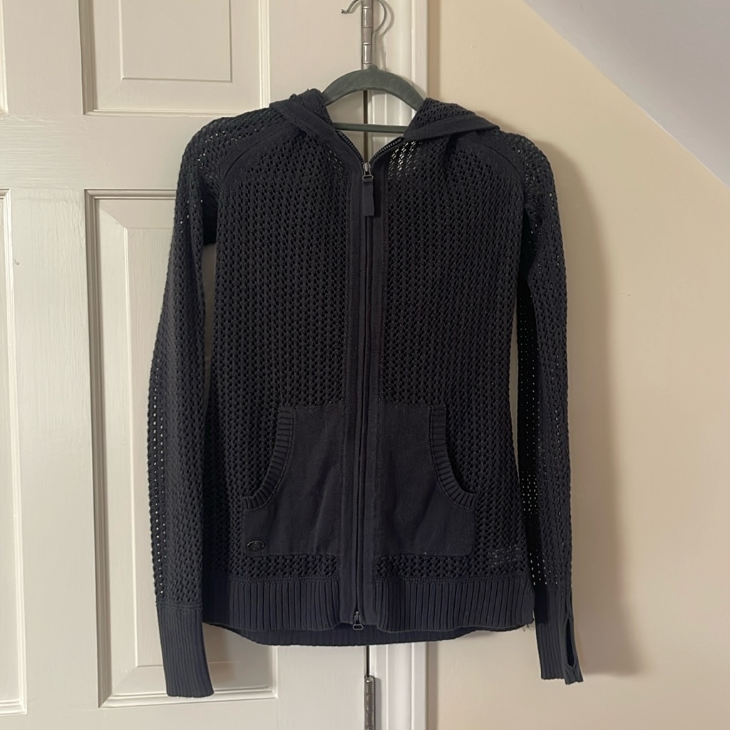 Athleta Gray Knitted Zip Up Jacket Sm